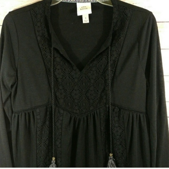 Knox Rose Tops - Knox Rose Lace Yoke Peplum Top